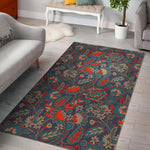 Retro Vintage Bohemian Floral Print Area Rug GearFrost