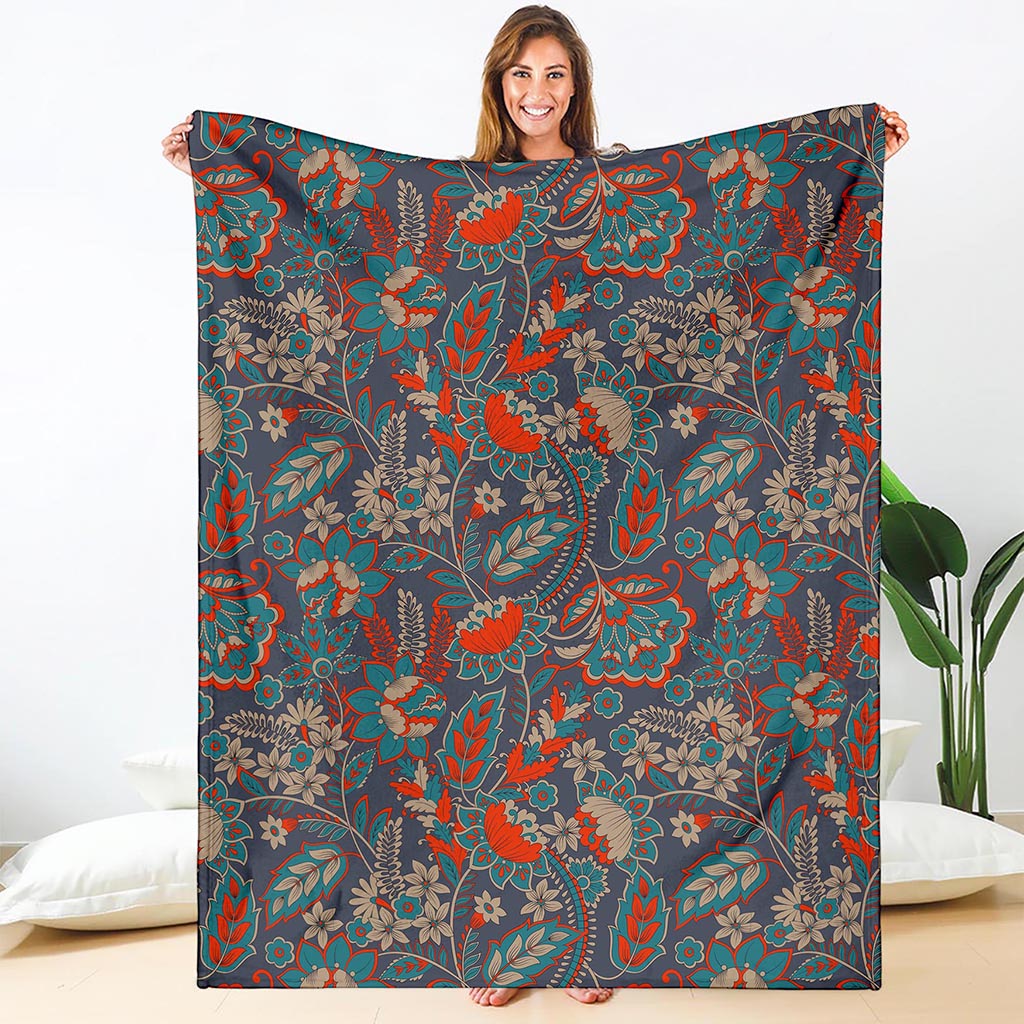 Retro Vintage Bohemian Floral Print Blanket
