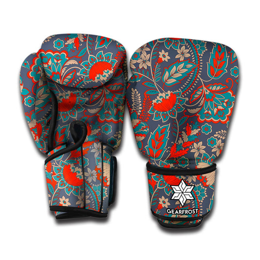 Retro Vintage Bohemian Floral Print Boxing Gloves