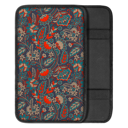 Retro Vintage Bohemian Floral Print Car Center Console Cover