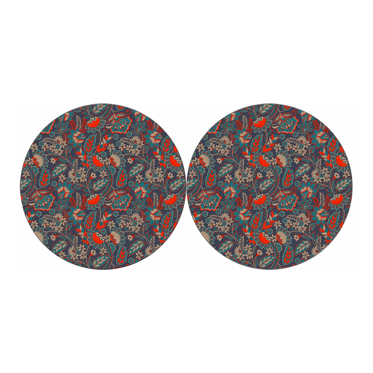 Retro Vintage Bohemian Floral Print Car Coasters