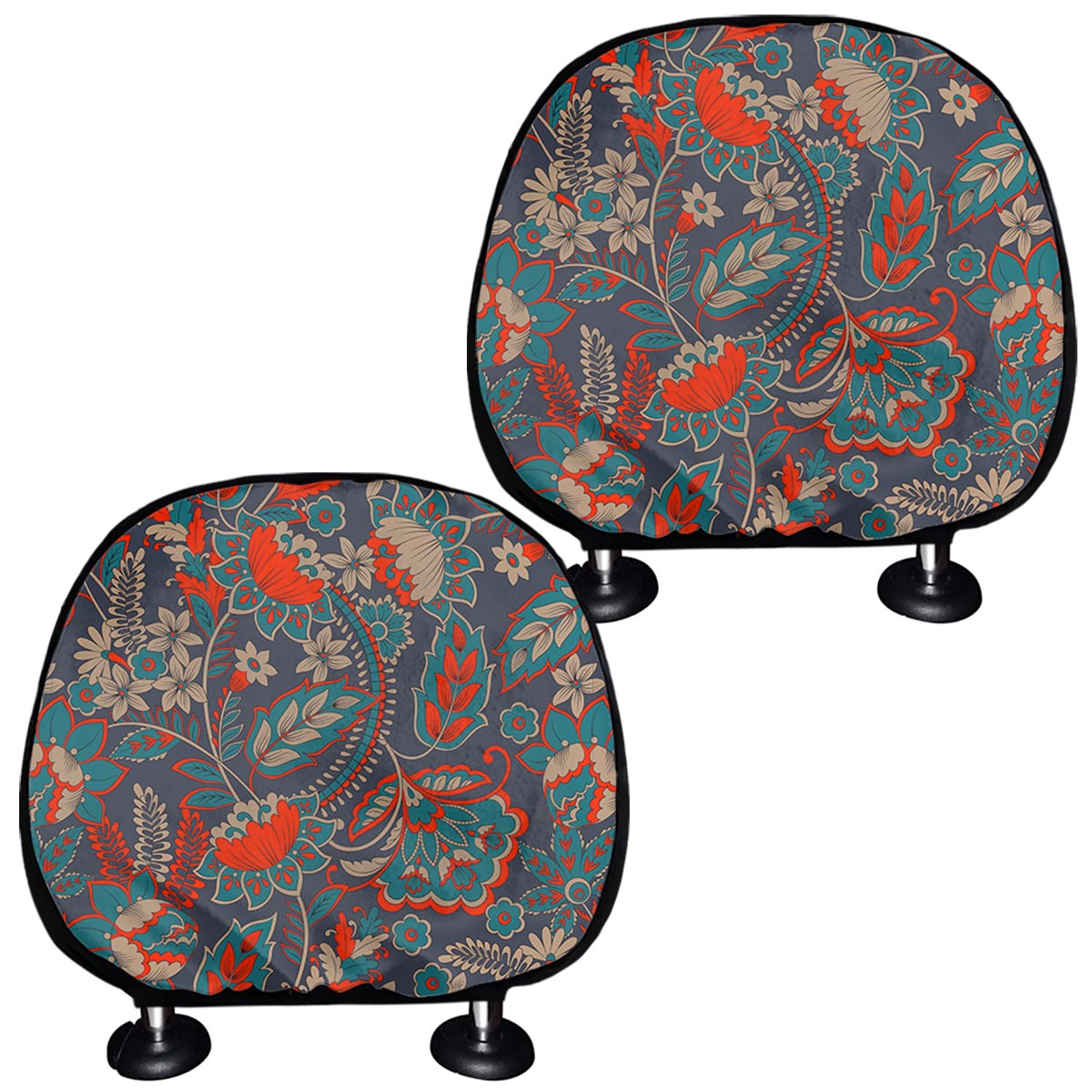 Retro Vintage Bohemian Floral Print Car Headrest Covers
