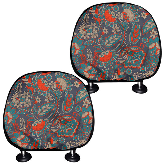 Retro Vintage Bohemian Floral Print Car Headrest Covers