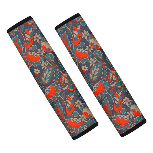 Retro Vintage Bohemian Floral Print Car Seat Belt Covers
