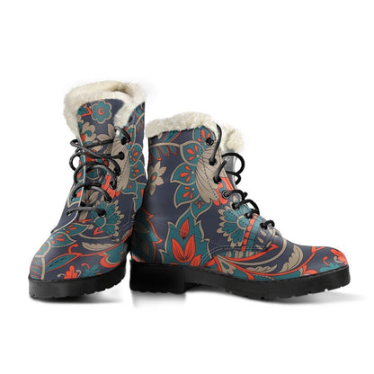 Retro Vintage Bohemian Floral Print Comfy Boots GearFrost