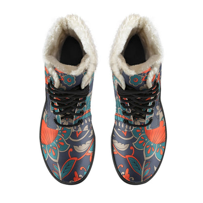Retro Vintage Bohemian Floral Print Comfy Boots GearFrost