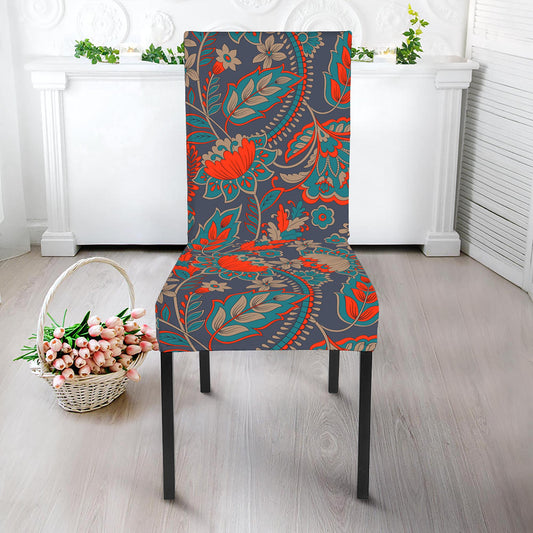 Retro Vintage Bohemian Floral Print Dining Chair Slipcover