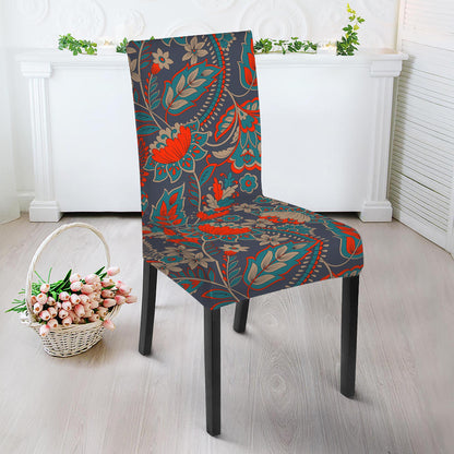 Retro Vintage Bohemian Floral Print Dining Chair Slipcover