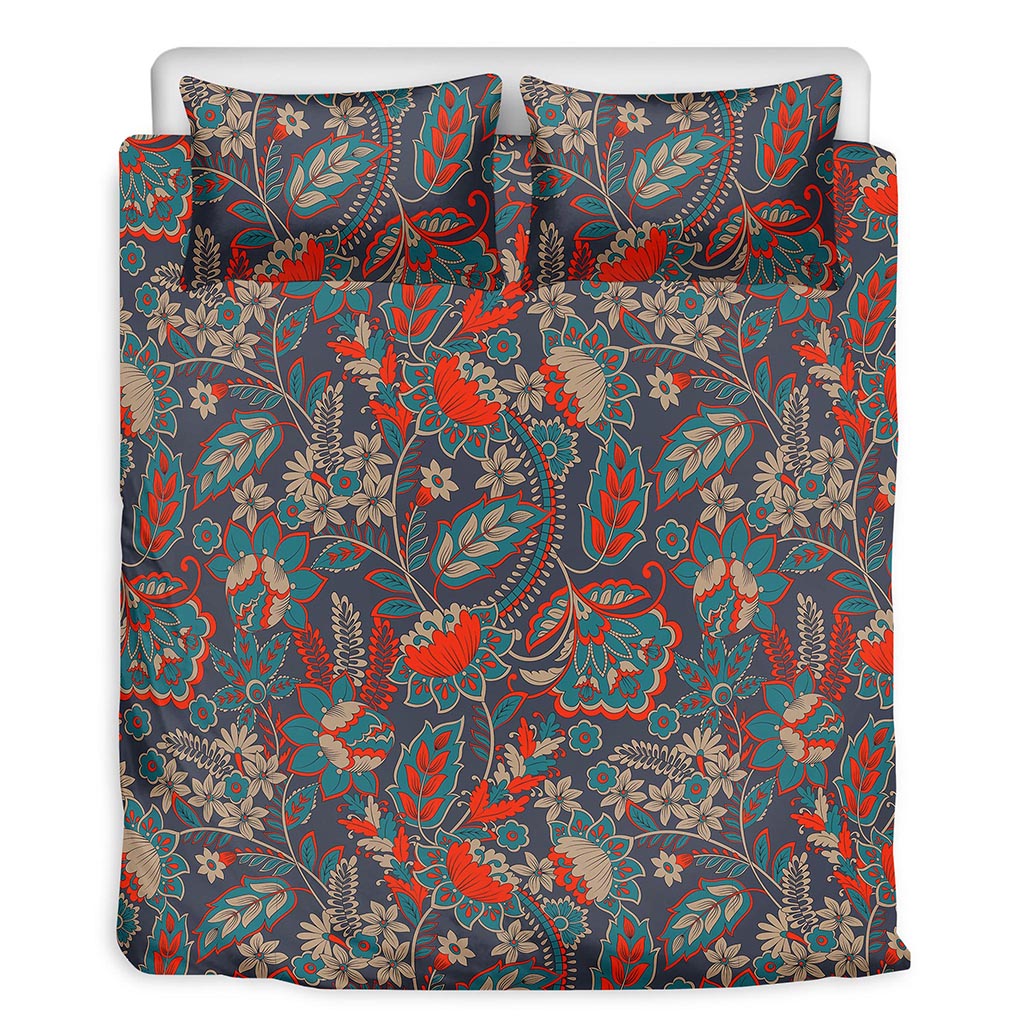 Retro Vintage Bohemian Floral Print Duvet Cover Bedding Set