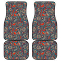 Retro Vintage Bohemian Floral Print Front and Back Car Floor Mats