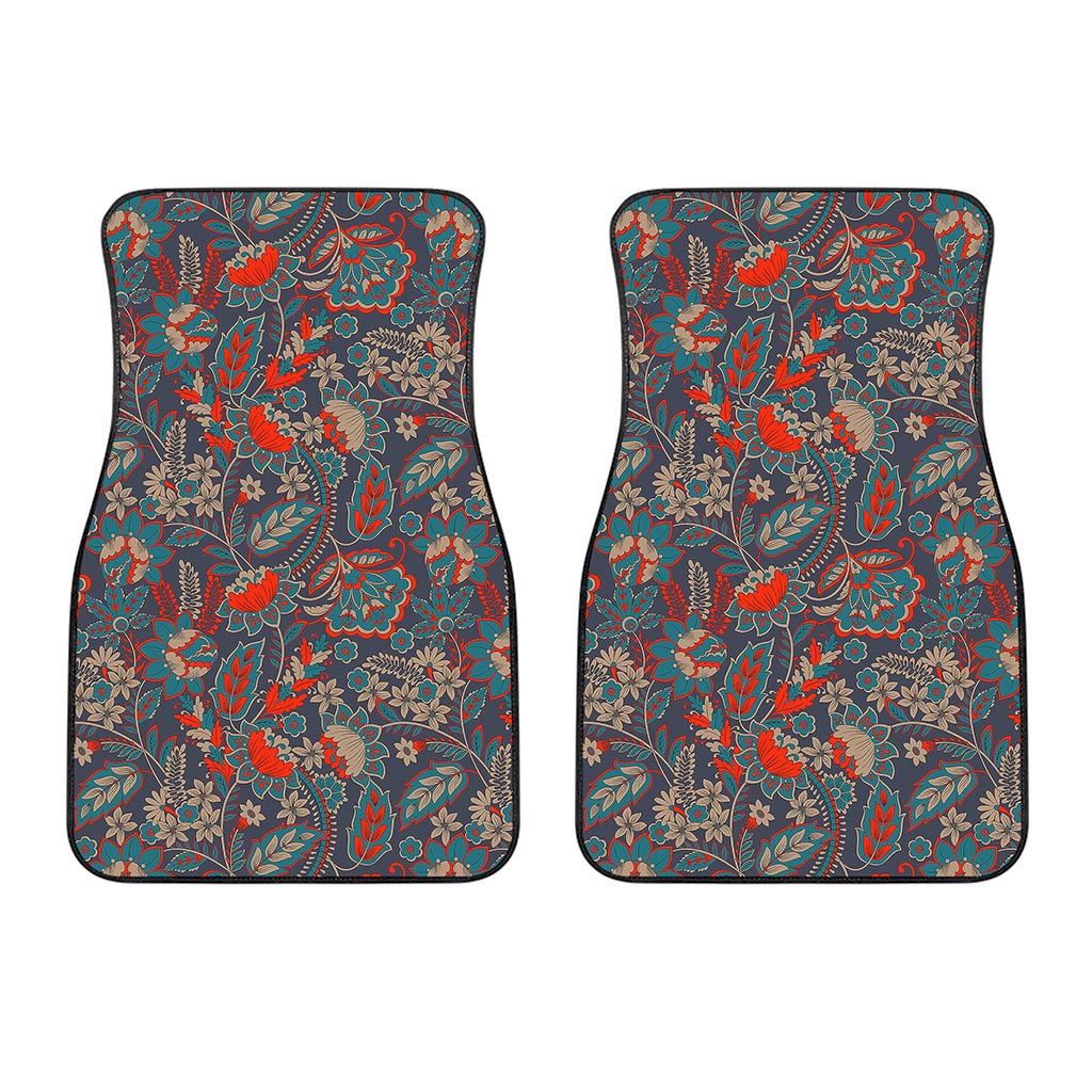 Retro Vintage Bohemian Floral Print Front Car Floor Mats