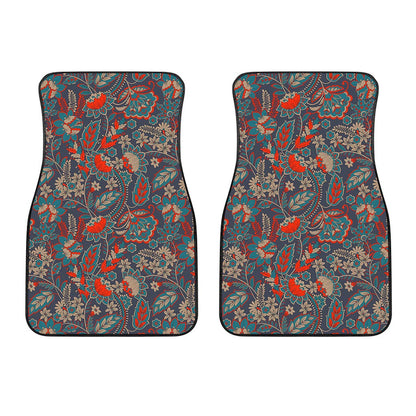 Retro Vintage Bohemian Floral Print Front Car Floor Mats