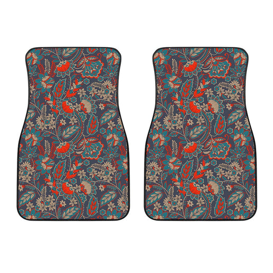 Retro Vintage Bohemian Floral Print Front Car Floor Mats