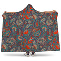 Retro Vintage Bohemian Floral Print Hooded Blanket