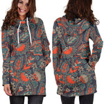 Retro Vintage Bohemian Floral Print Hoodie Dress GearFrost