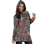 Retro Vintage Bohemian Floral Print Hoodie Dress GearFrost