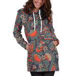 Retro Vintage Bohemian Floral Print Hoodie Dress GearFrost
