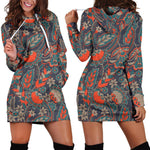 Retro Vintage Bohemian Floral Print Hoodie Dress GearFrost