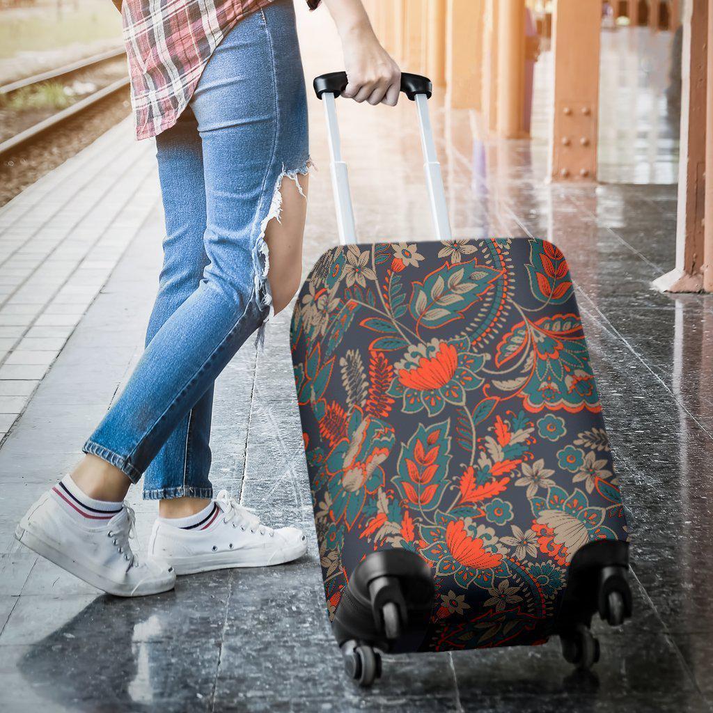Retro Vintage Bohemian Floral Print Luggage Cover GearFrost