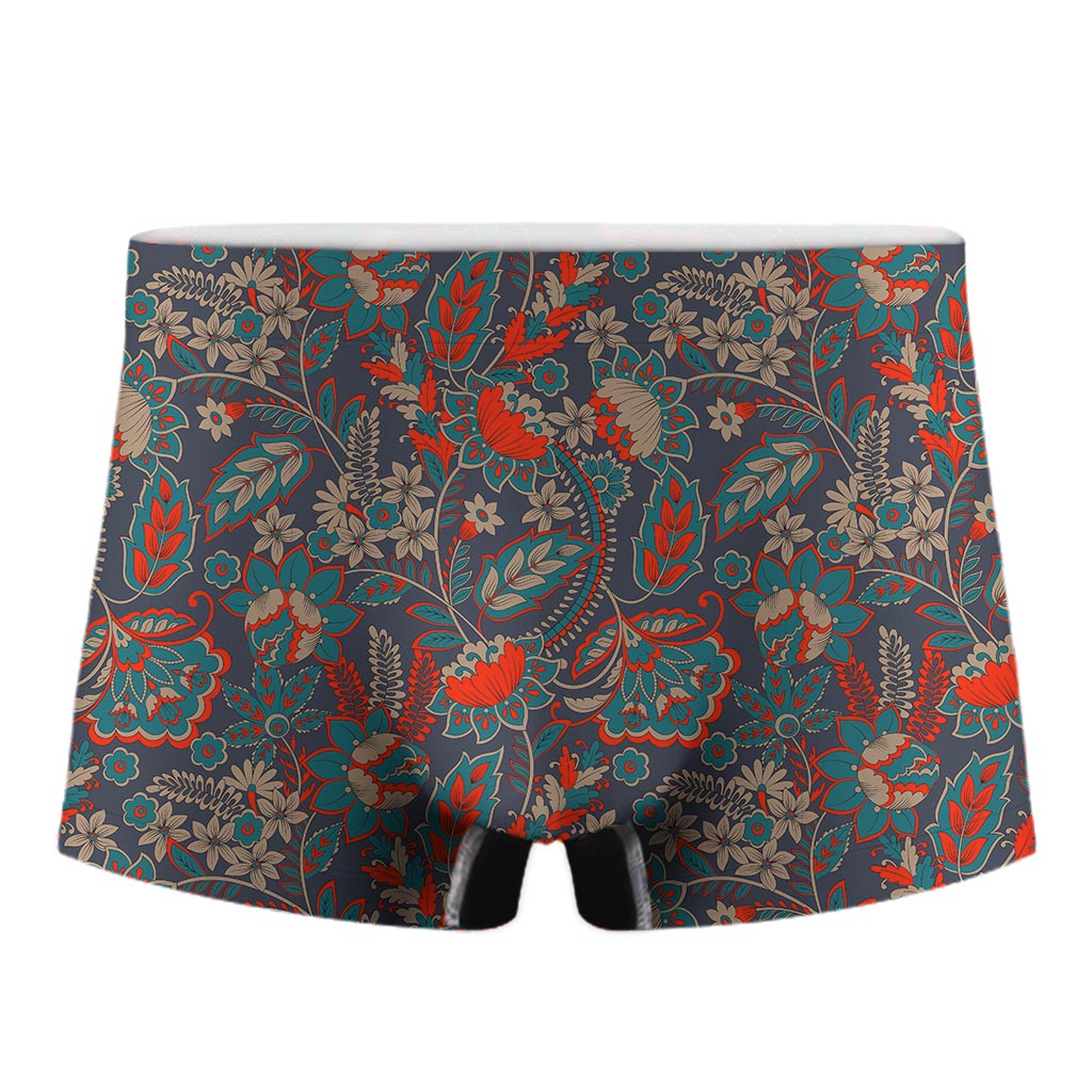Retro Vintage Bohemian Floral Print Men's Boxer Briefs