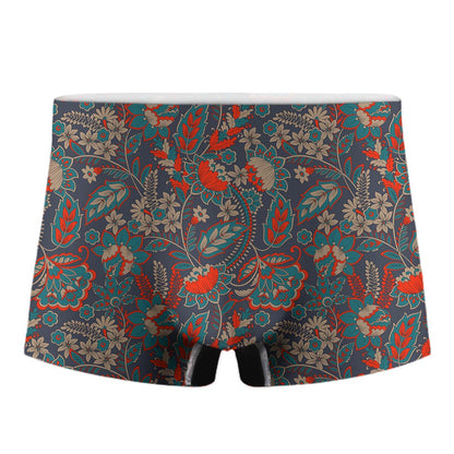 Retro Vintage Bohemian Floral Print Men's Boxer Briefs