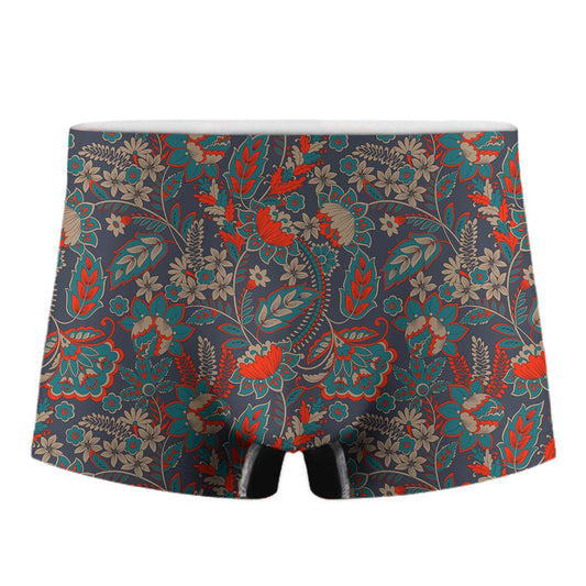 Retro Vintage Bohemian Floral Print Men's Boxer Briefs