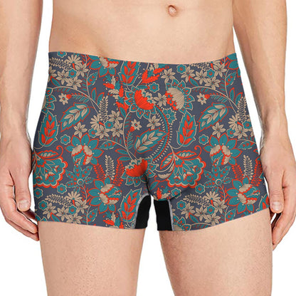 Retro Vintage Bohemian Floral Print Men's Boxer Briefs
