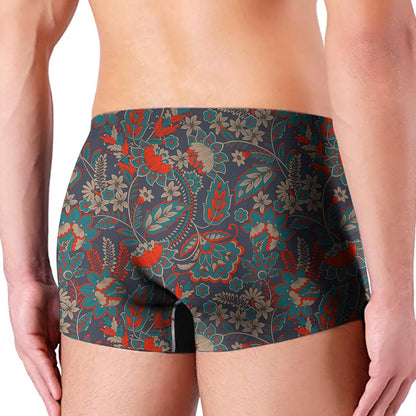 Retro Vintage Bohemian Floral Print Men's Boxer Briefs