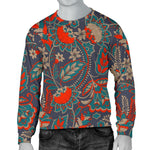 Retro Vintage Bohemian Floral Print Men's Crewneck Sweatshirt GearFrost