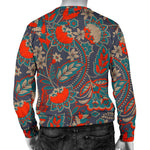 Retro Vintage Bohemian Floral Print Men's Crewneck Sweatshirt GearFrost