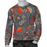 Retro Vintage Bohemian Floral Print Men's Crewneck Sweatshirt GearFrost