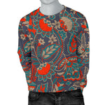 Retro Vintage Bohemian Floral Print Men's Crewneck Sweatshirt GearFrost