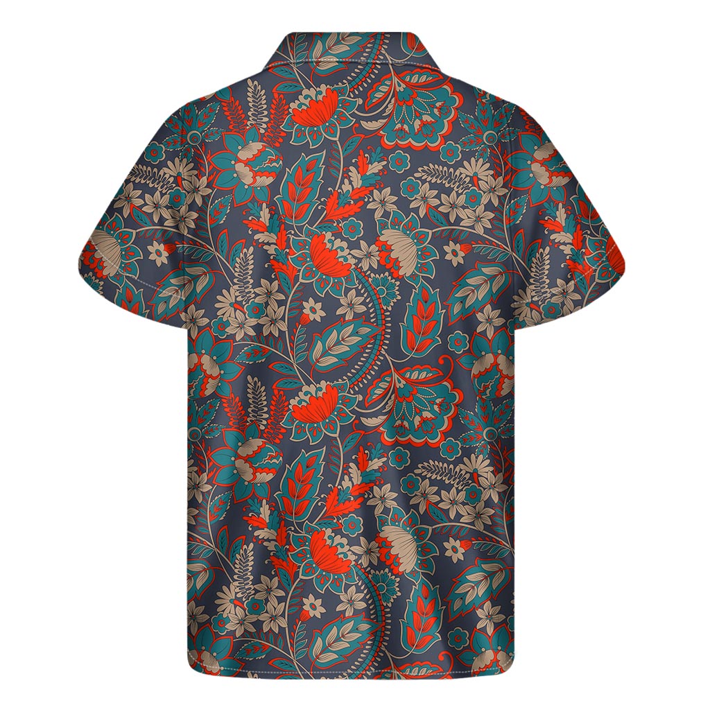 Retro Vintage Bohemian Floral Print Men's Short Sleeve Shirt