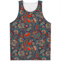 Retro Vintage Bohemian Floral Print Men's Tank Top