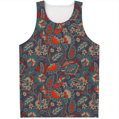 Retro Vintage Bohemian Floral Print Men's Tank Top