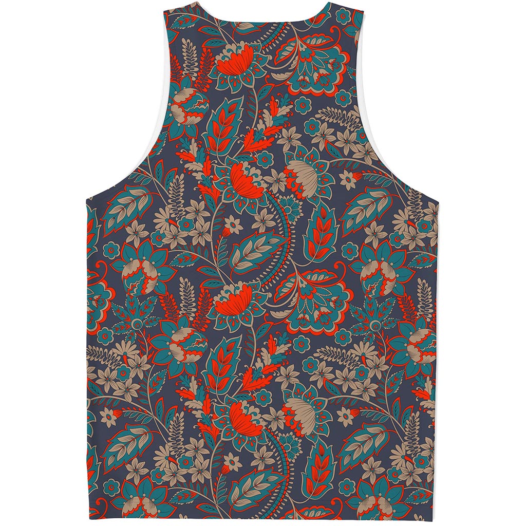 Retro Vintage Bohemian Floral Print Men's Tank Top