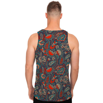 Retro Vintage Bohemian Floral Print Men's Tank Top