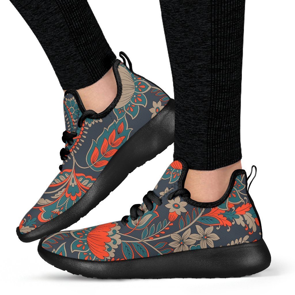 Retro Vintage Bohemian Floral Print Mesh Knit Shoes GearFrost