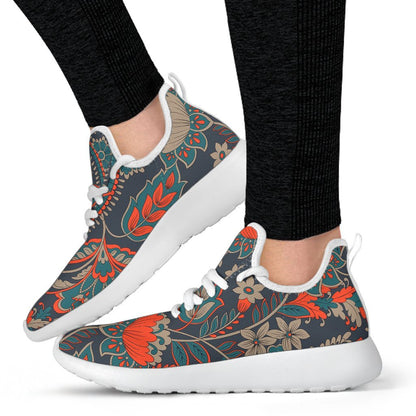 Retro Vintage Bohemian Floral Print Mesh Knit Shoes GearFrost