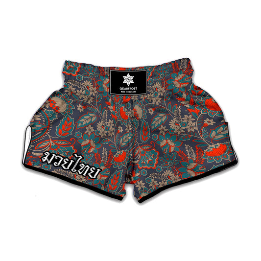 Retro Vintage Bohemian Floral Print Muay Thai Boxing Shorts