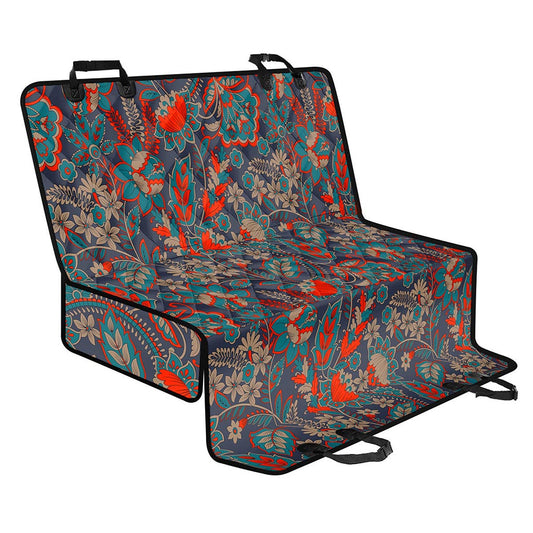 Retro Vintage Bohemian Floral Print Pet Car Back Seat Cover