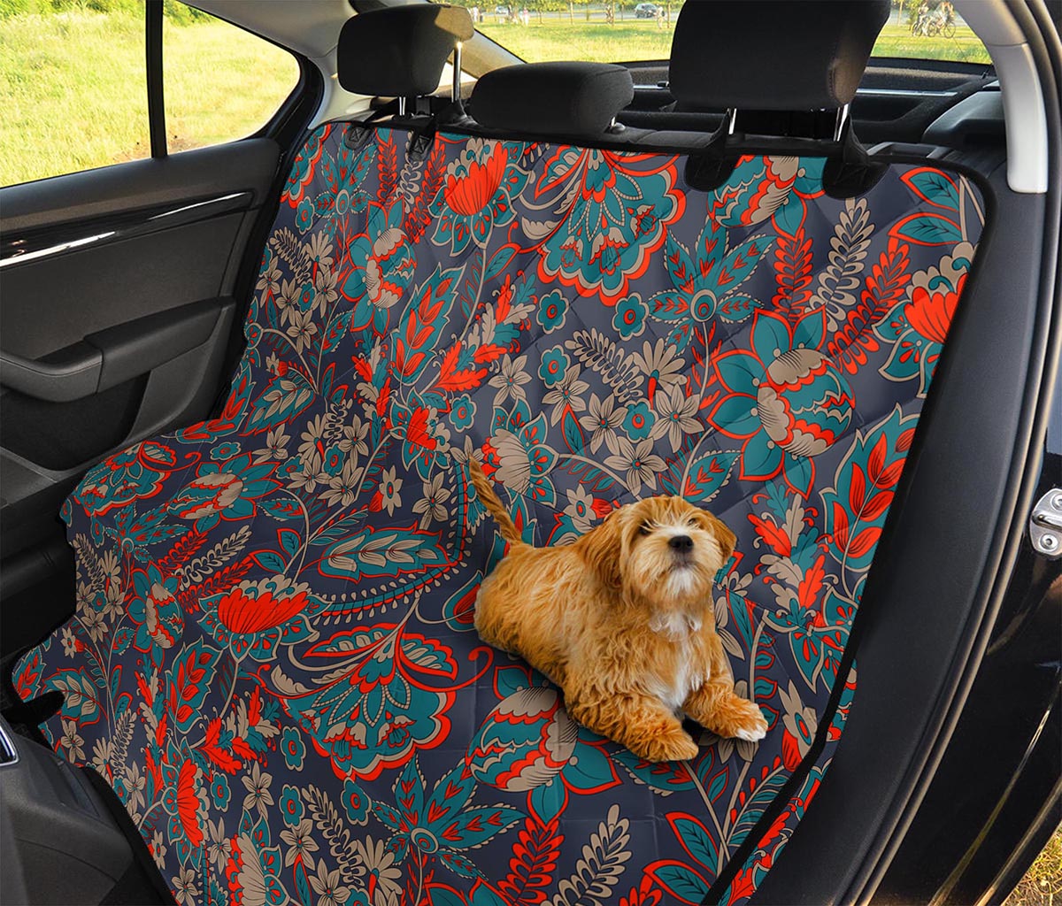 Retro Vintage Bohemian Floral Print Pet Car Back Seat Cover