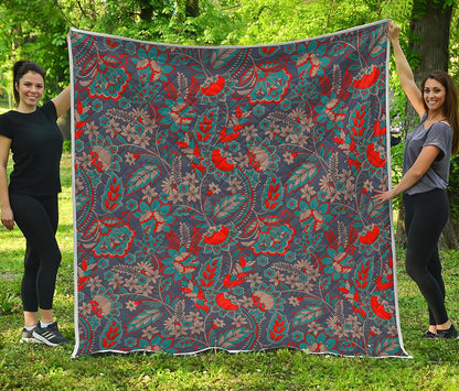 Retro Vintage Bohemian Floral Print Quilt