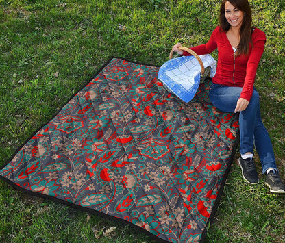Retro Vintage Bohemian Floral Print Quilt