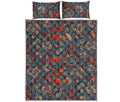 Retro Vintage Bohemian Floral Print Quilt Bed Set
