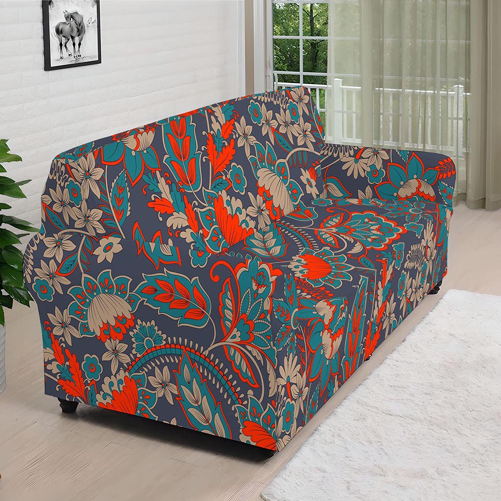 Retro Vintage Bohemian Floral Print Sofa Cover