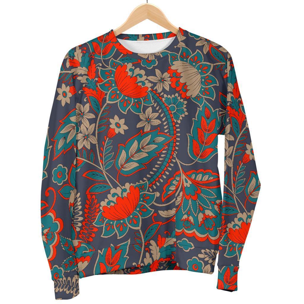 Retro Vintage Bohemian Floral Print Women's Crewneck Sweatshirt GearFrost