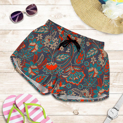 Retro Vintage Bohemian Floral Print Women's Shorts