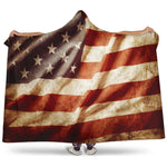 Retro Wrinkled American Flag Patriotic Hooded Blanket GearFrost