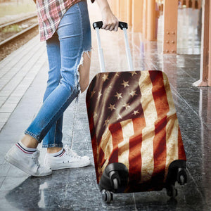 Retro Wrinkled American Flag Patriotic Luggage Cover GearFrost